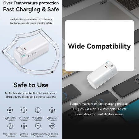 Baterie Externa 18000mAh USB-C PD45W cu Cablu Tipe-C, Usams, Black