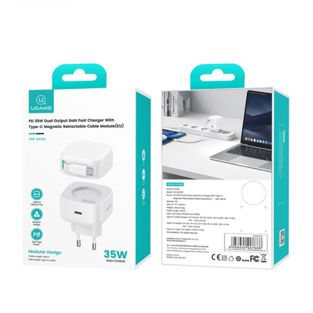 Incarcator Priza USB-C PD35W cu Cablu Tip-C, Usams XMF Series, Black