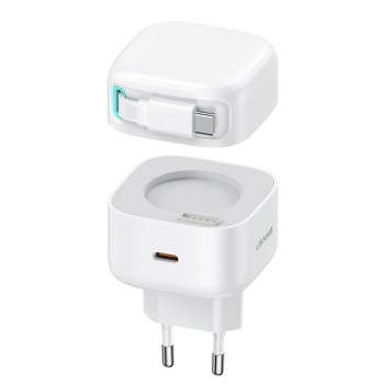 Incarcator Priza USB-C PD35W cu Cablu Tip-C, Usams XMF, White