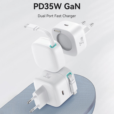 Incarcator Priza USB-C PD35W cu Cablu Tip-C, Usams XMF, White