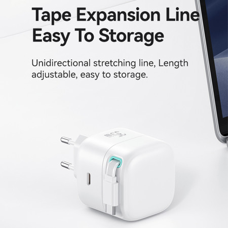 Incarcator Priza USB-C PD35W cu Cablu Tip-C, Usams XMF, White