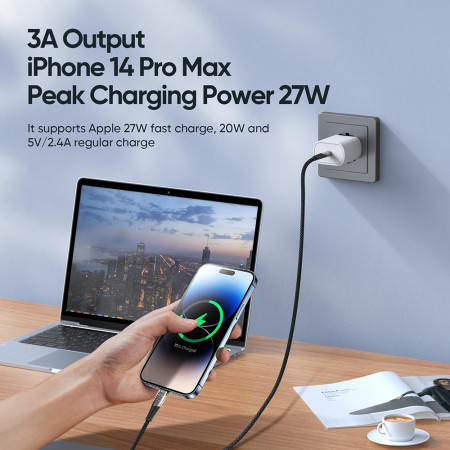 Cablu de Date USB-C la Lightning, 20W, 1m, Duzzona, Grey