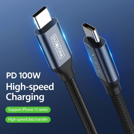 Cablu de date USB-C la USB-C, 100W, 1m, Duzzona, Grey
