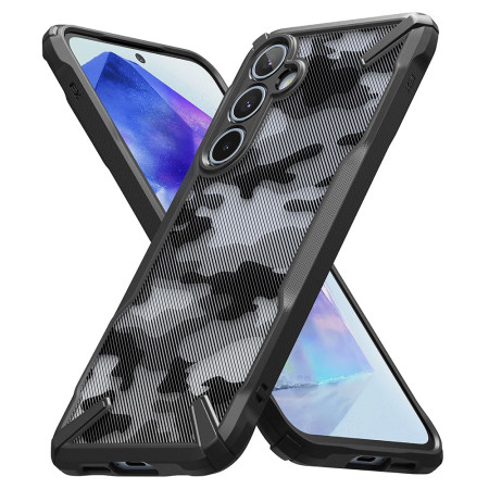 Husa pentru Samsung Galaxy A55 5G, Ringke Fusion X Design, Camo Black