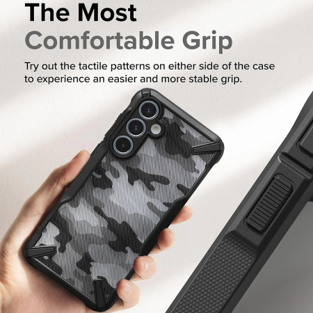 Husa pentru Samsung Galaxy A55 5G, Ringke Fusion X Design, Camo Black