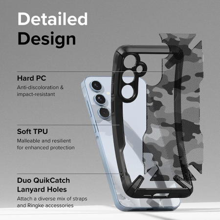 Husa pentru Samsung Galaxy A55 5G, Ringke Fusion X Design, Camo Black