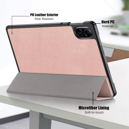 Husa tableta pentru Honor Pad X9 / X8 Pro, FoldPro cu Microfibra, Auto Sleep/Wake, Rose Gold
