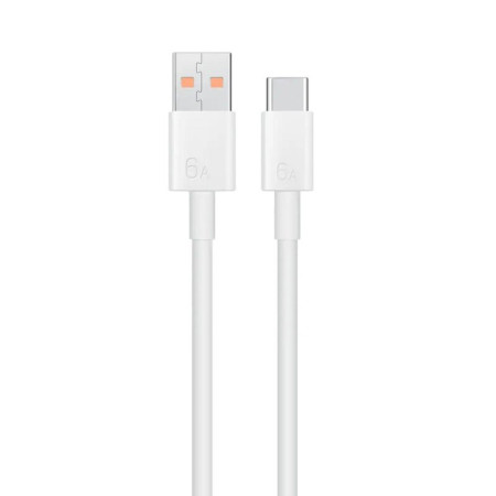 Cablu de Date USB la Tip-C, Super Fast Charging 6A, 66W, 1m, Huawei (LX04072043), White (Bulk Packing)