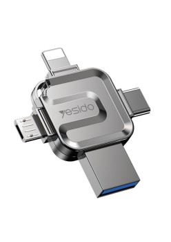 Stick memorie Yesido 4in1 OTG, USB, Tip-C, Micro-USB, Lightning, 5Gbps, 128GB, Grey