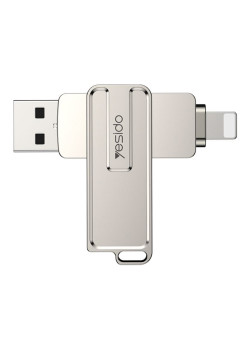 Stick memorie Yesido OTG, USB, Lightning, 5Gbps, 128GB, Silver