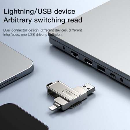Stick memorie Yesido OTG, USB, Lightning, 5Gbps, 256GB, Silver