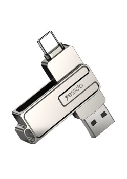 Stick memorie Yesido OTG, USB, Tip-C, 5Gbps, 128GB, Silver