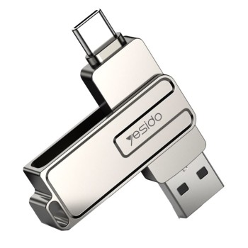 Stick memorie Yesido OTG, USB, Tip-C, 5Gbps, 128GB, Silver