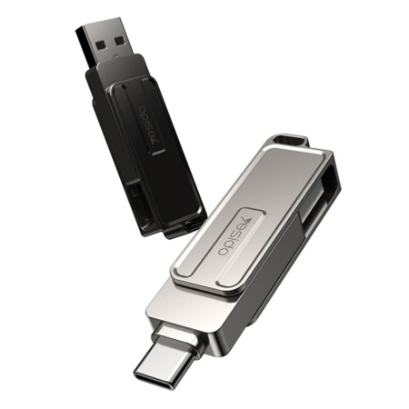 Stick memorie Yesido OTG, USB, Tip-C, 5Gbps, 128GB, Silver