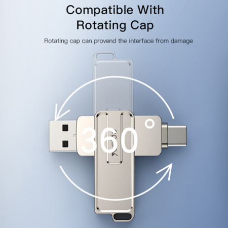Stick memorie Yesido OTG, USB, Tip-C, 5Gbps, 128GB, Silver