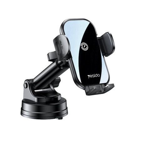 Suport telefon auto Yesido cu încărcare Wireless pentru parbriz și bord, 15W, Black