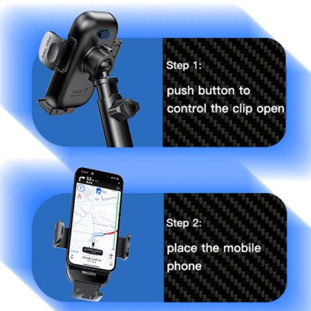 Suport telefon auto Yesido cu încărcare Wireless pentru parbriz și bord, 15W, Black