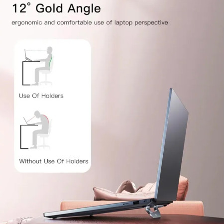 Suport laptop Yesido Design compact, aliaj de zinc, Grey