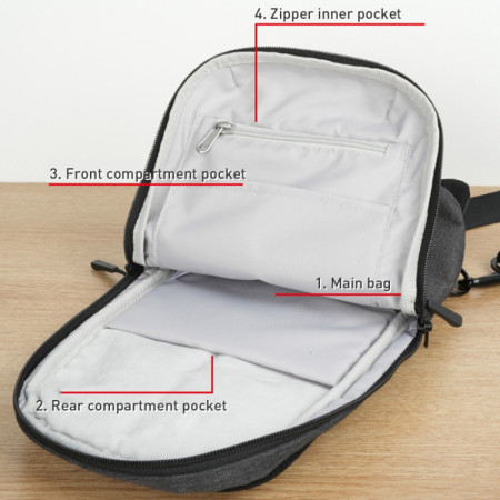 Geanta crossbody Yesido Panza Oxford impermeabila, Grey