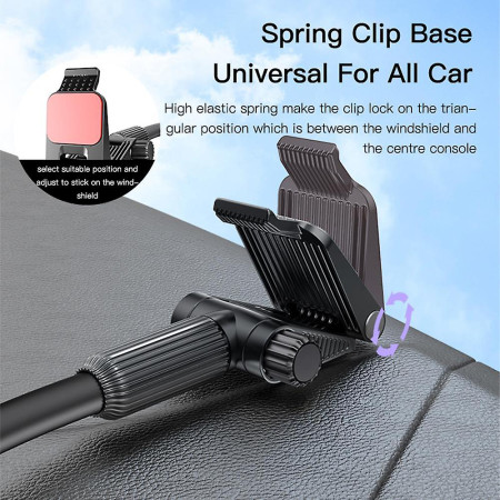 Suport telefon auto Yesido pentru Parbriz si Bord, Brat reglabil, Black