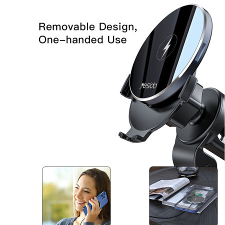 Suport telefon auto Yesido Magnetic Grip pentru aerisire, Black