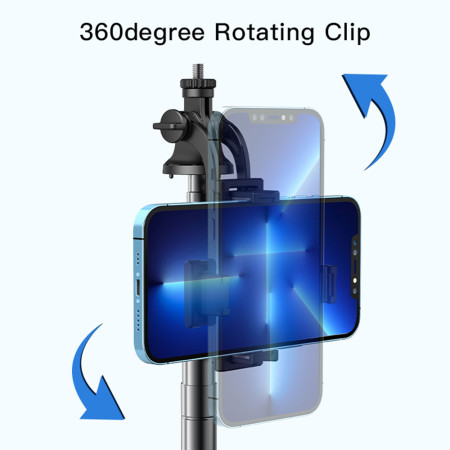 Selfie Stick Yesido Stabil, Adjustabil, 360° Rotatie, Telecomanda, Compatibil Surub 1/4, Negru