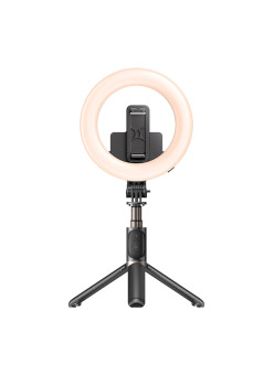 Selfie Stick Yesido Stabil, cu Lumină rotunda, trepied, telecomandă, 360° Rotatie, 120mAh, Black