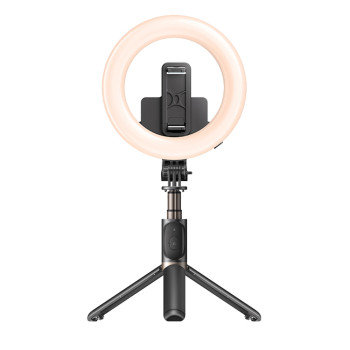 Selfie Stick Yesido Stabil, cu Lumină rotunda, trepied, telecomandă, 360° Rotatie, 120mAh, Black