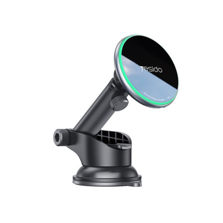 Suport auto cu incarcare wireless Yesido Magnetic Grip pentru Bord, 15W, Negru