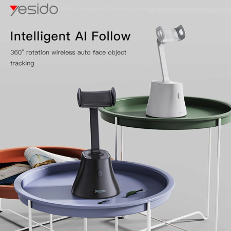 Selfie Stick Yesido Stabil, Recunoastere inteligenta a fetei, 360° Rotatie, Black