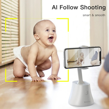 Selfie Stick Yesido Stabil, Recunoastere inteligenta a fetei, 360° Rotatie, Black
