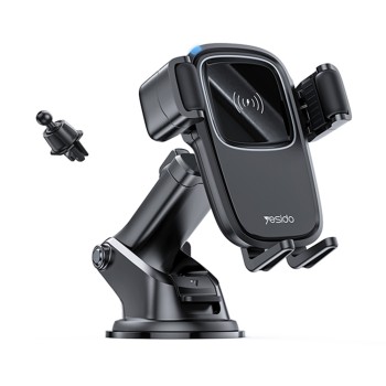 Suport auto cu incarcare wireless Yesido pentru Bord, parbriz, aerisiret 15W, Black