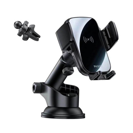 Suport auto cu incarcare wireless Yesido pentru Bord, Parbriz, Aerisire 15W, Black