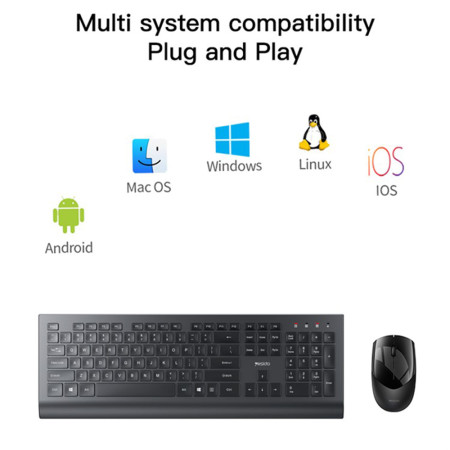Kit tastatura si mouse wireless Yesido 2.4G Connection, Ergonomic Design, Black