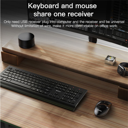 Kit tastatura si mouse wireless Yesido 2.4G Connection, Ergonomic Design, Black