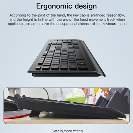 Kit tastatura si mouse wireless Yesido 2.4G Connection, Ergonomic Design, Black