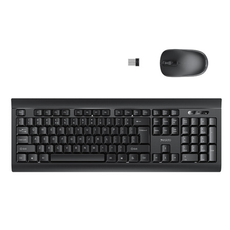 Kit tastatura si mouse wireless Yesido Intelligent Hibernation, PlugandPlay, Black