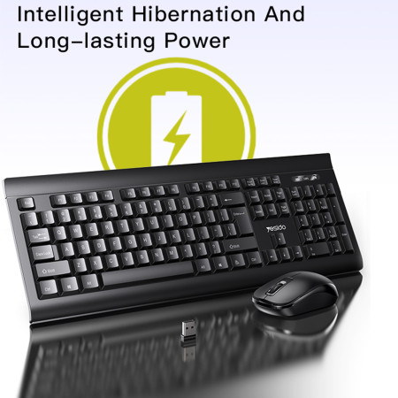 Kit tastatura si mouse wireless Yesido Intelligent Hibernation, PlugandPlay, Black