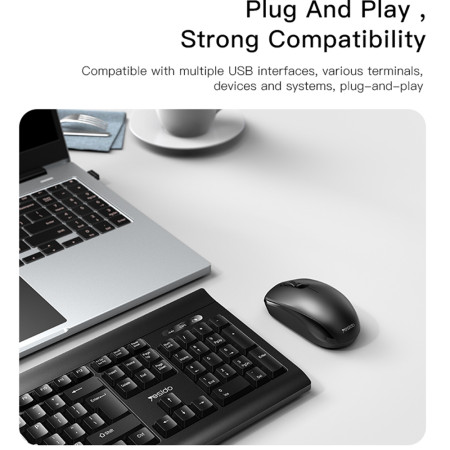 Kit tastatura si mouse wireless Yesido Intelligent Hibernation, PlugandPlay, Black