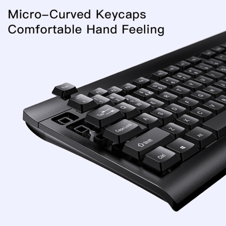 Kit tastatura si mouse wireless Yesido Intelligent Hibernation, PlugandPlay, Black