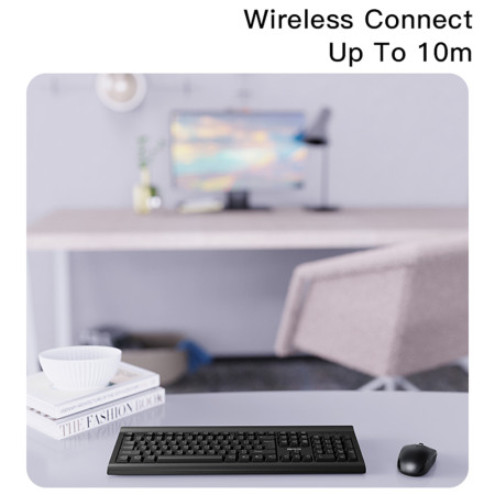 Kit tastatura si mouse wireless Yesido Intelligent Hibernation, PlugandPlay, Black