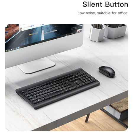 Kit tastatura si mouse wireless Yesido Intelligent Hibernation, PlugandPlay, Black