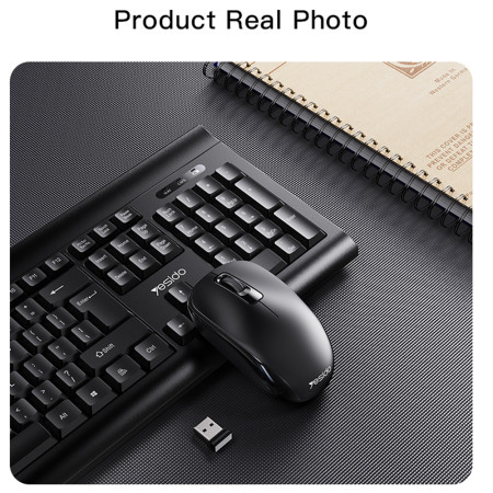 Kit tastatura si mouse wireless Yesido Intelligent Hibernation, PlugandPlay, Black