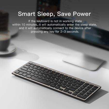 Tastatura wireless Yesido 2.4G Conexiune, pentru Laptop, Tableta, Windows, Mac, Linux, Grey