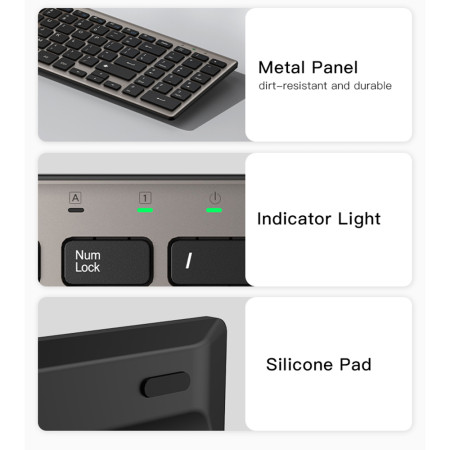 Tastatura wireless Yesido 2.4G Conexiune, pentru Laptop, Tableta, Windows, Mac, Linux, Grey