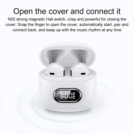 Casti wireless Usams IAII15 Series, TWS, Afisaj Digital cu Bluetooth 5.3, White
