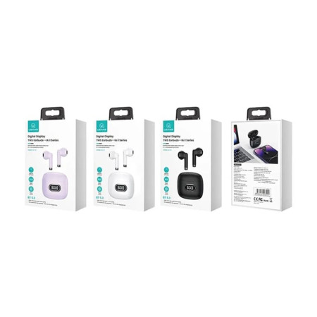 Casti wireless Usams IAII15 Series, TWS, Afisaj Digital cu Bluetooth 5.3, White