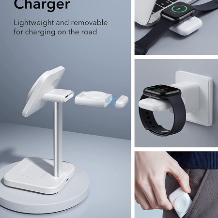 Statie de Incarcare MagSafe pentru Apple cu Incarcator pentru Ceas Portabil, ESR HaloLock, White
