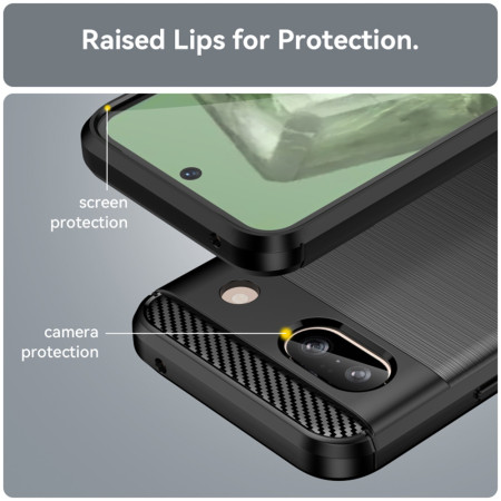 Husa Carbon compatibila Google Pixel 8a, Tech Protect AntiSoc, Negru