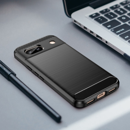 Husa Carbon compatibila Google Pixel 8a, Tech Protect AntiSoc, Negru